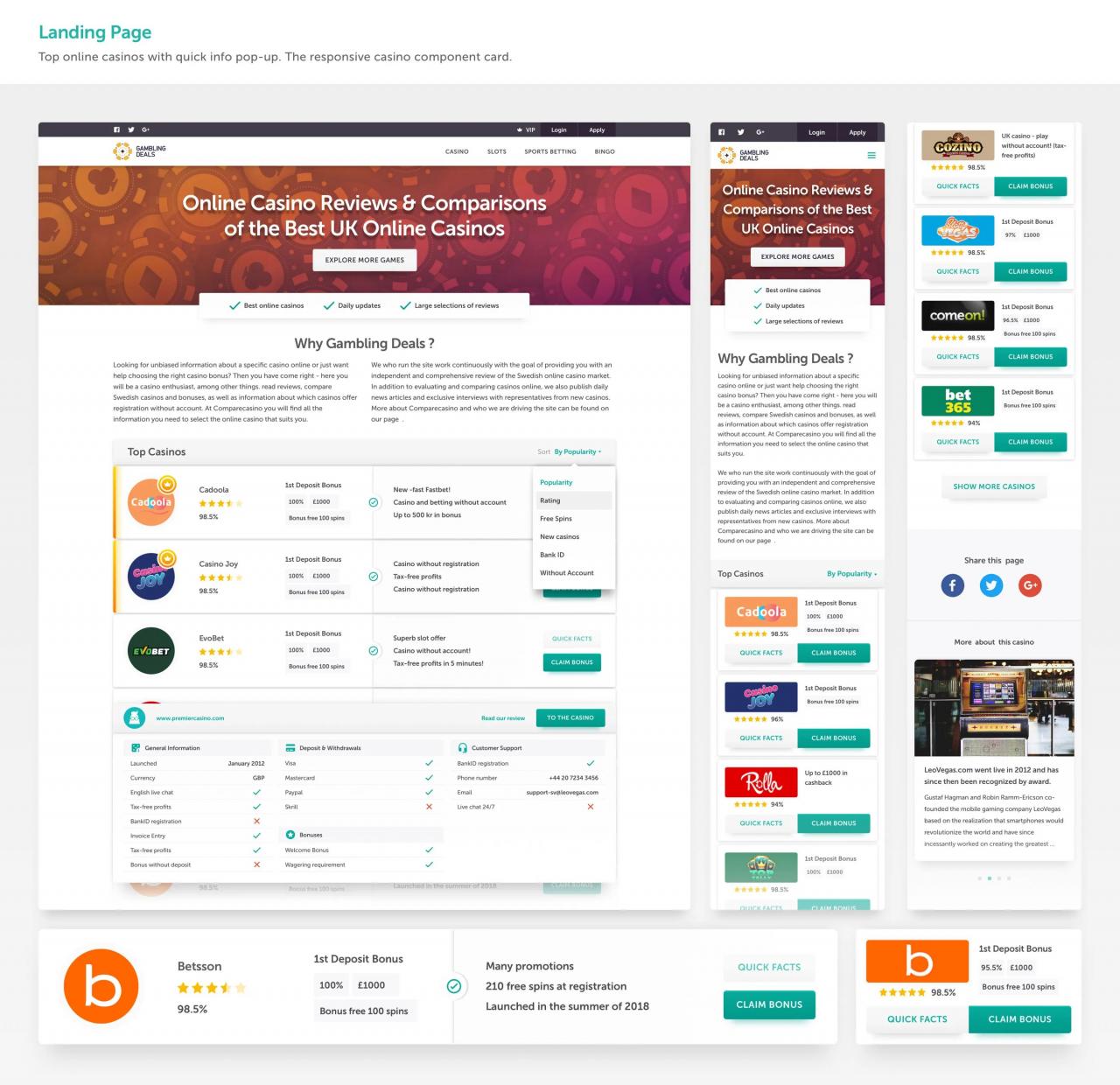 Gambling Deals. Casino Reviews and Comparisons website by Daniel Bograd on Dribbble